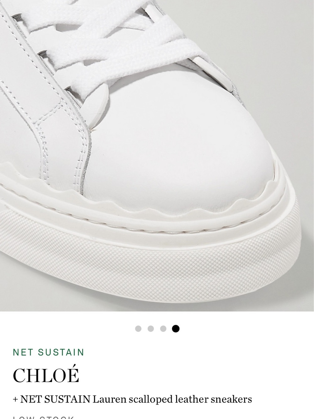 Chloé Scalloped White Leather Sneakers - Picture 3 of 3
